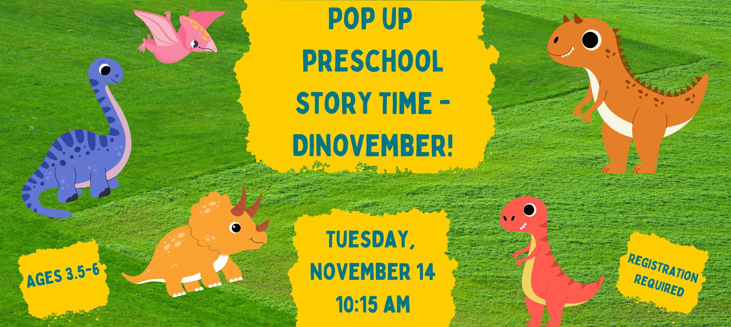 Pop Up PreK Story Time Dinovember - La Grange Park Public Library